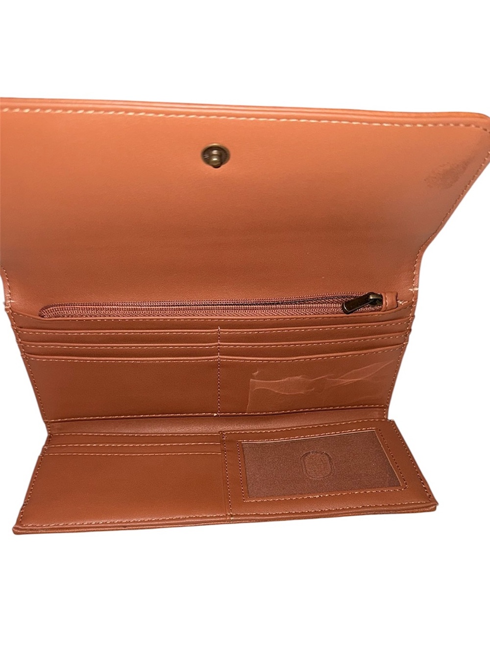 Universal Thread Trifold Leather Snap-Closure Wallet Clutch Orange/Brown